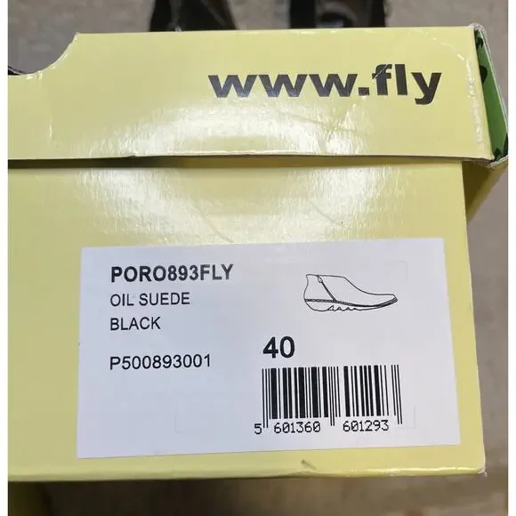 FLY London Black Suede PORO893FLY Ankle Booties NIB 40 US 9 9.5 Boots Zipper